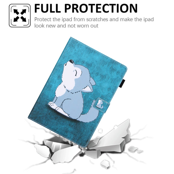 For iPad Pro 11 2024 Colored Drawing Leather Smart Tablet Case(Cute Wolf)