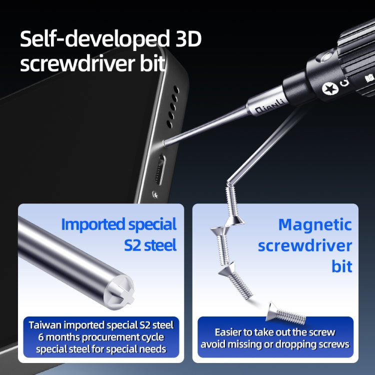 QianLi iWhale Special S2 Steel Magnetic Torque 3D Screwdriver, Model:E T2 Torx 0.35
