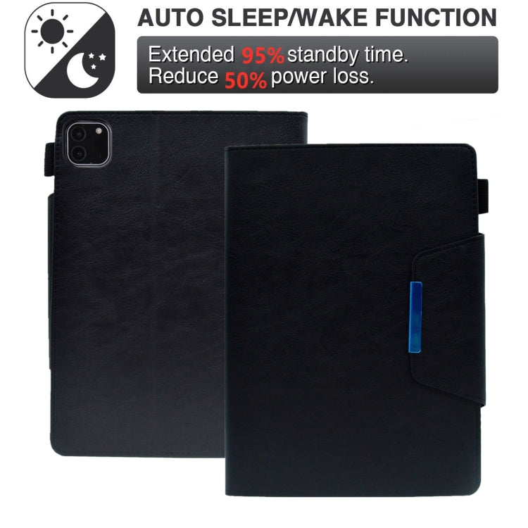 For iPad Pro 11 2024 Suede Cross Texture Magnetic Clasp Leather Smart Tablet Case(Black)