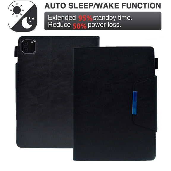 For iPad Pro 11 2024 Suede Cross Texture Magnetic Clasp Leather Smart Tablet Case(Black)