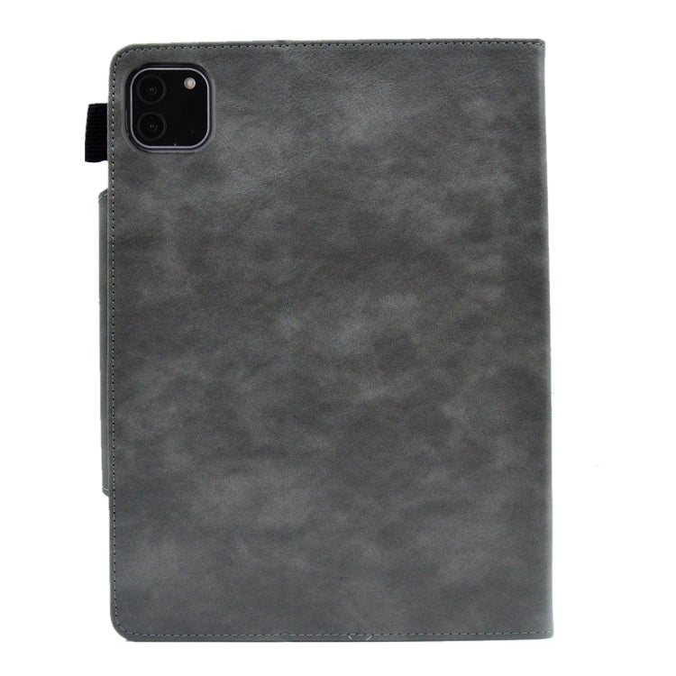 For iPad Pro 11 2024 Suede Cross Texture Magnetic Clasp Leather Smart Tablet Case(Grey)