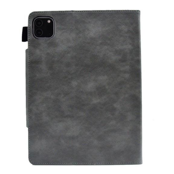 For iPad Pro 11 2024 Suede Cross Texture Magnetic Clasp Leather Smart Tablet Case(Grey)