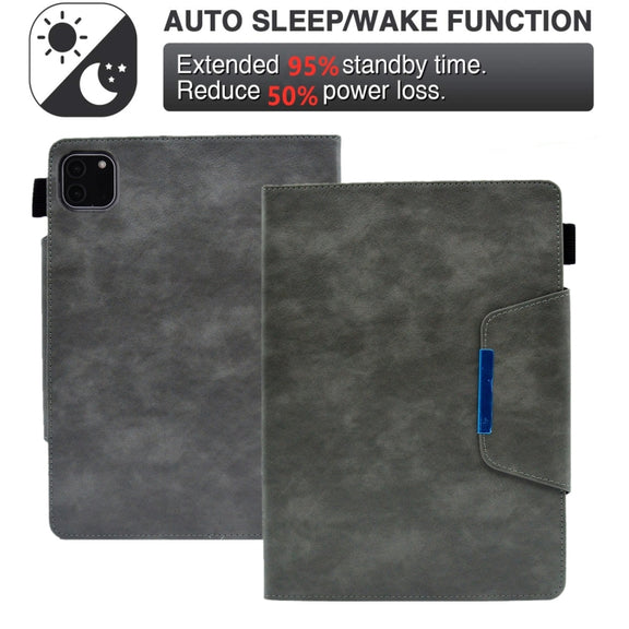 For iPad Pro 11 2024 Suede Cross Texture Magnetic Clasp Leather Smart Tablet Case(Grey)
