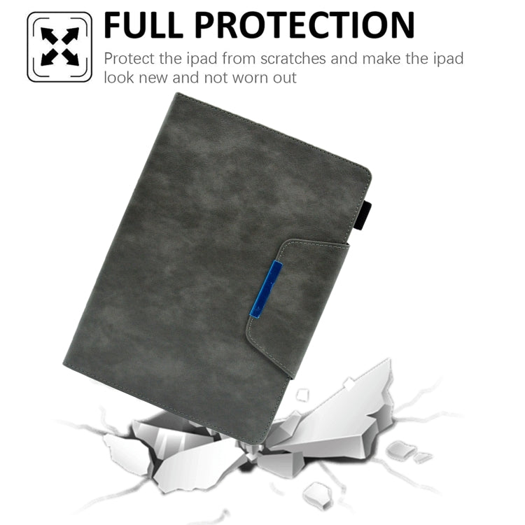 For iPad Pro 11 2024 Suede Cross Texture Magnetic Clasp Leather Smart Tablet Case(Grey)