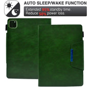 For iPad Pro 11 2024 Suede Cross Texture Magnetic Clasp Leather Smart Tablet Case(Green)
