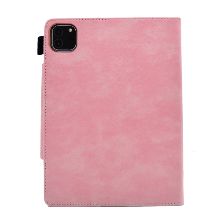 For iPad Pro 11 2024 Suede Cross Texture Magnetic Clasp Leather Smart Tablet Case(Pink)