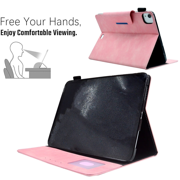 For iPad Pro 11 2024 Suede Cross Texture Magnetic Clasp Leather Smart Tablet Case(Pink)