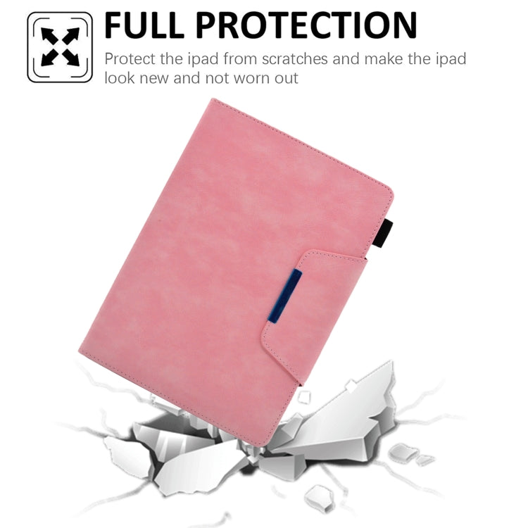 For iPad Pro 11 2024 Suede Cross Texture Magnetic Clasp Leather Smart Tablet Case(Pink)