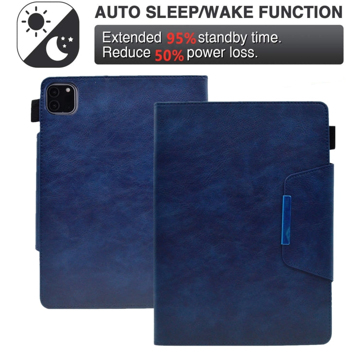 For iPad Pro 11 2024 Suede Cross Texture Magnetic Clasp Leather Smart Tablet Case(Blue)