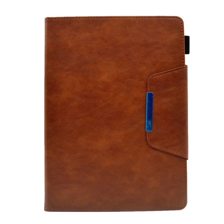 For iPad Pro 11 2024 Suede Cross Texture Magnetic Clasp Leather Smart Tablet Case(Brown)