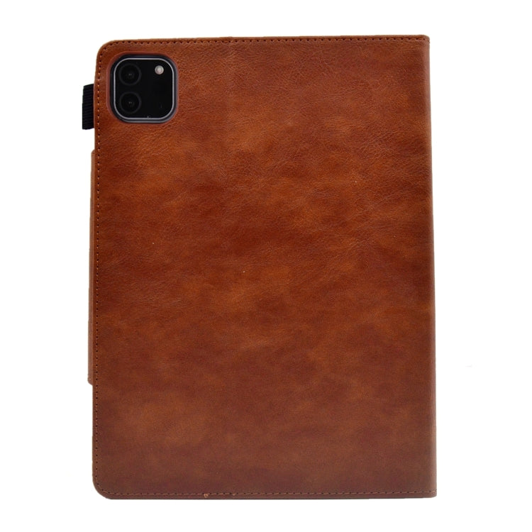 For iPad Pro 11 2024 Suede Cross Texture Magnetic Clasp Leather Smart Tablet Case(Brown)