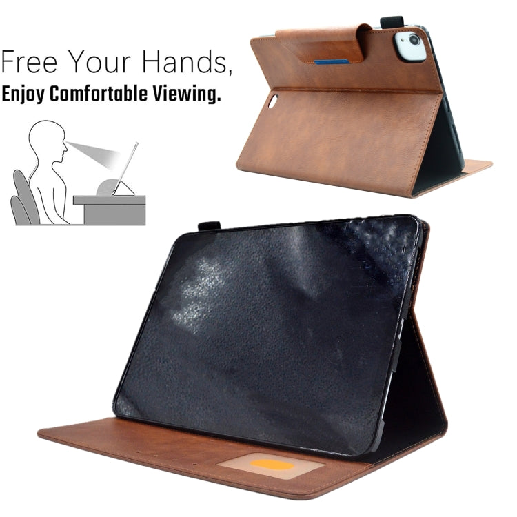 For iPad Pro 11 2024 Suede Cross Texture Magnetic Clasp Leather Smart Tablet Case(Brown)
