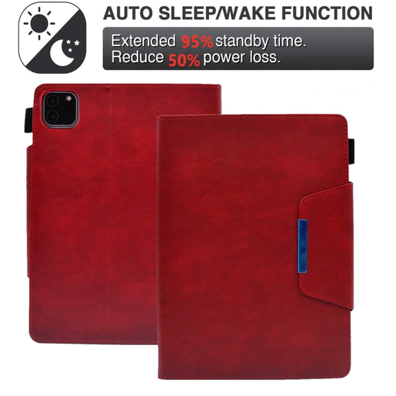 For iPad Pro 11 2024 Suede Cross Texture Magnetic Clasp Leather Smart Tablet Case(Red)