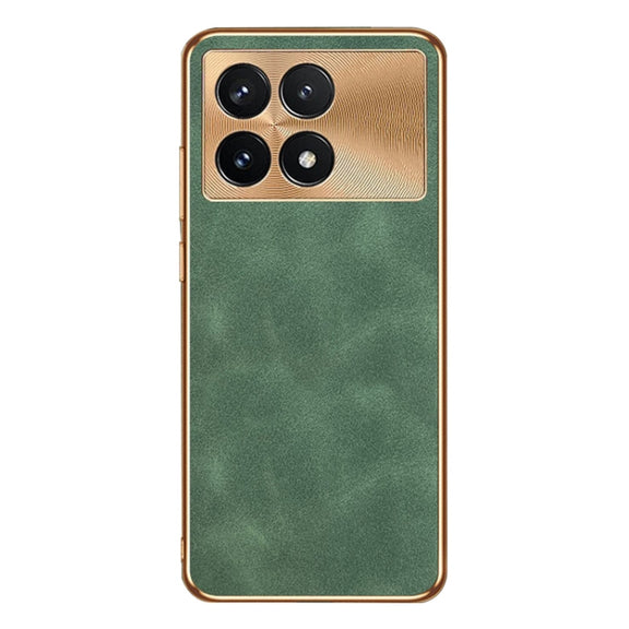 For Xiaomi Redmi K70 Electroplating Lambskin Leather Phone Case(Green)