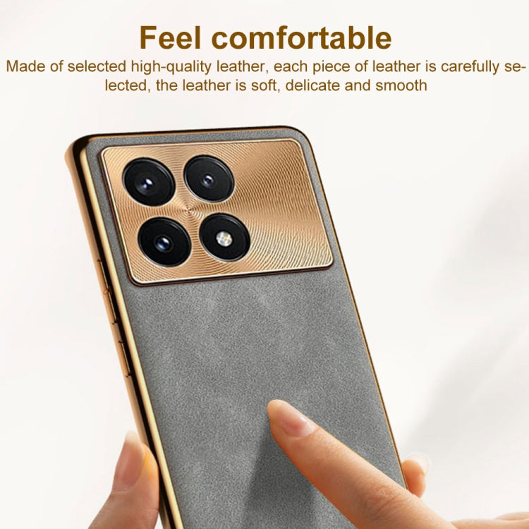 For Xiaomi Redmi K70 Pro Electroplating Lambskin Leather Phone Case(Blue)