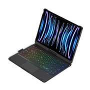 For iPad Pro 11 2024 F11AT 360 Degree Rotating Acrylic Bluetooth Keyboard Leather Case with Backlight(Black)