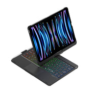 For iPad Pro 11 2024 F11AT 360 Degree Rotating Acrylic Bluetooth Keyboard Leather Case with Backlight(Black)