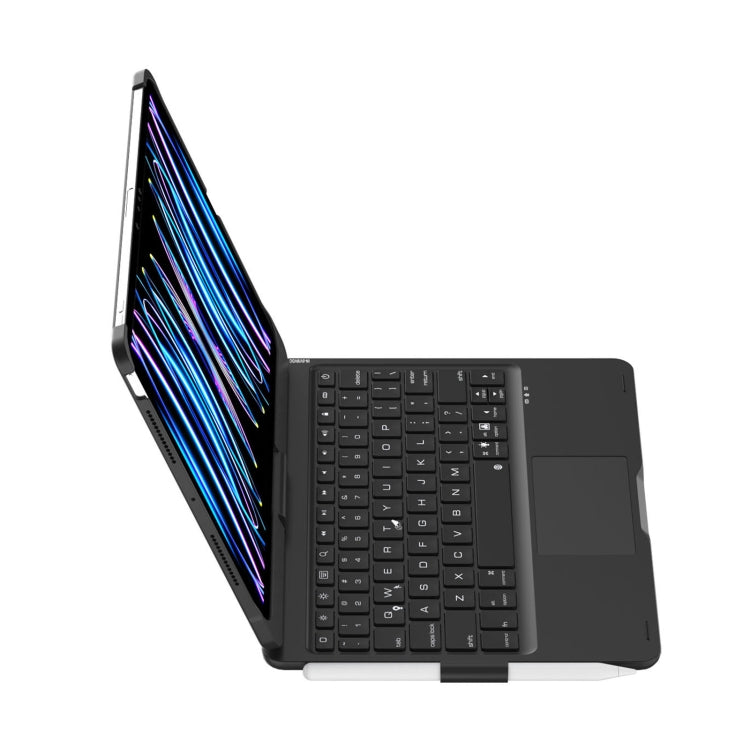 For iPad Pro 11 2024 F11AT 360 Degree Rotating Acrylic Bluetooth Keyboard Leather Case with Backlight(Black)