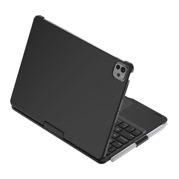 For iPad Pro 11 2024 F11AT 360 Degree Rotating Acrylic Bluetooth Keyboard Leather Case with Backlight(Black)