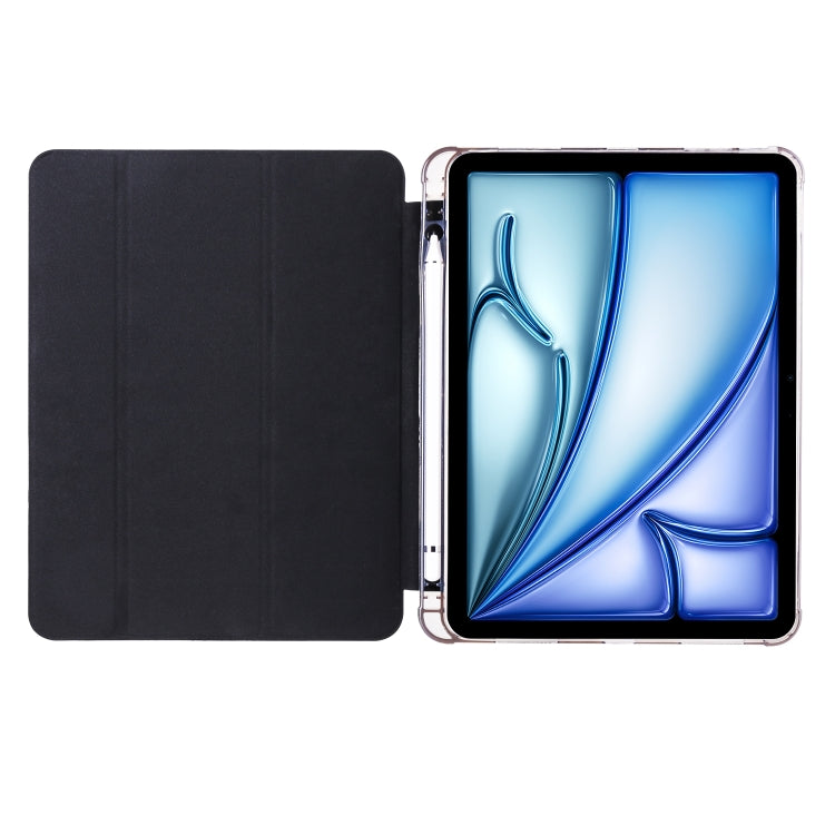 For iPad Air 11 2024 3-fold TPU Leather Smart Tablet Case with Pen Slot(Black)