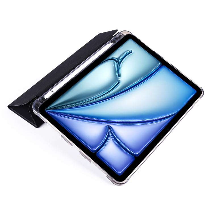 For iPad Air 11 2024 3-fold TPU Leather Smart Tablet Case with Pen Slot(Black)