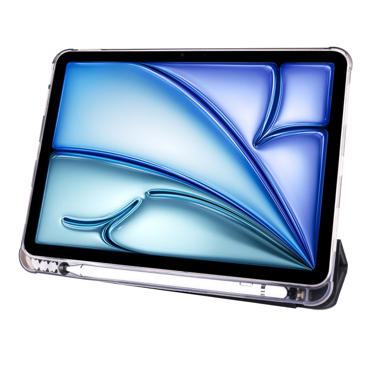 For iPad Air 11 2024 3-fold TPU Leather Smart Tablet Case with Pen Slot(Black)