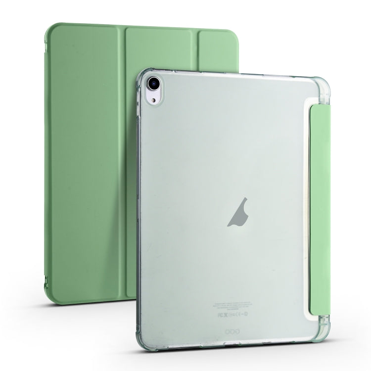For iPad Air 11 2024 3-fold TPU Leather Smart Tablet Case with Pen Slot(Matcha Green)