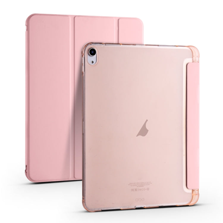 For iPad Air 11 2025 / 2024 3-fold TPU Leather Smart Tablet Case with Pen Slot(Pink)