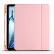 For iPad Air 11 2025 / 2024 3-fold TPU Leather Smart Tablet Case with Pen Slot(Pink)