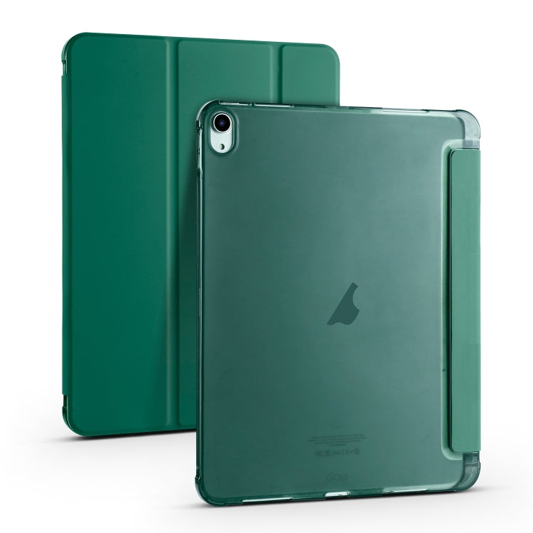 For iPad Air 11 2024 3-fold TPU Leather Smart Tablet Case with Pen Slot(Pine Green)