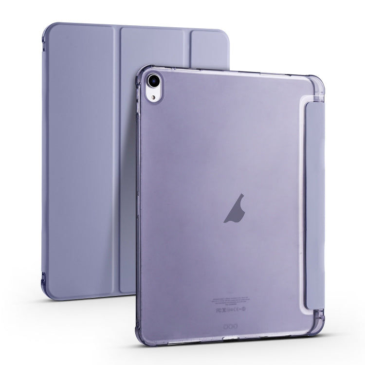 For iPad Air 11 2024 3-fold TPU Leather Smart Tablet Case with Pen Slot(Lavender Purple)