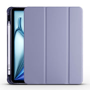 For iPad Air 11 2024 3-fold TPU Leather Smart Tablet Case with Pen Slot(Lavender Purple)