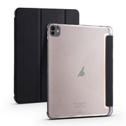 For iPad Pro 11 2024 3-fold TPU Leather Smart Tablet Case with Pen Slot(Black)