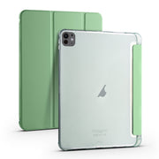 For iPad Pro 11 2024 3-fold TPU Leather Smart Tablet Case with Pen Slot(Matcha Green)