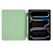For iPad Pro 11 2024 3-fold TPU Leather Smart Tablet Case with Pen Slot(Matcha Green)