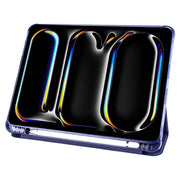 For iPad Pro 11 2024 3-fold TPU Leather Smart Tablet Case with Pen Slot(Dark Blue)