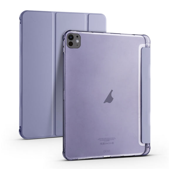 For iPad Pro 11 2024 3-fold TPU Leather Smart Tablet Case with Pen Slot(Lavender Purple)