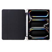 For iPad Pro 13 2024 3-fold TPU Leather Smart Tablet Case with Pen Slot(Black)