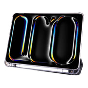 For iPad Pro 13 2024 3-fold TPU Leather Smart Tablet Case with Pen Slot(Black)
