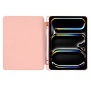 For iPad Pro 13 2024 3-fold TPU Leather Smart Tablet Case with Pen Slot(Pink)