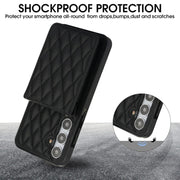 For Samsung Galaxy S24 5G YM015 Crossbody Rhombic Card Bag RFID Phone Case(Black)