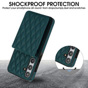 For Samsung Galaxy S24 5G YM015 Crossbody Rhombic Card Bag RFID Phone Case(Green)