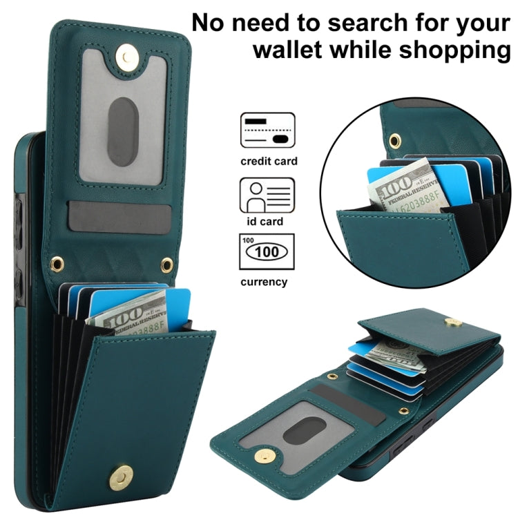 For Samsung Galaxy S24 5G YM015 Crossbody Rhombic Card Bag RFID Phone Case(Green)