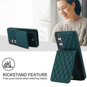 For Samsung Galaxy S24 5G YM015 Crossbody Rhombic Card Bag RFID Phone Case(Green)