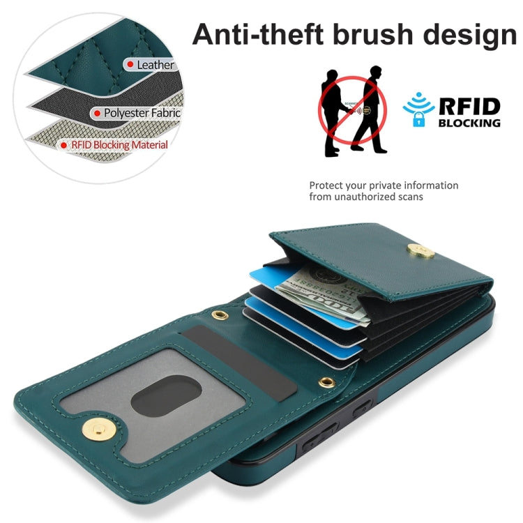 For Samsung Galaxy S24 5G YM015 Crossbody Rhombic Card Bag RFID Phone Case(Green)