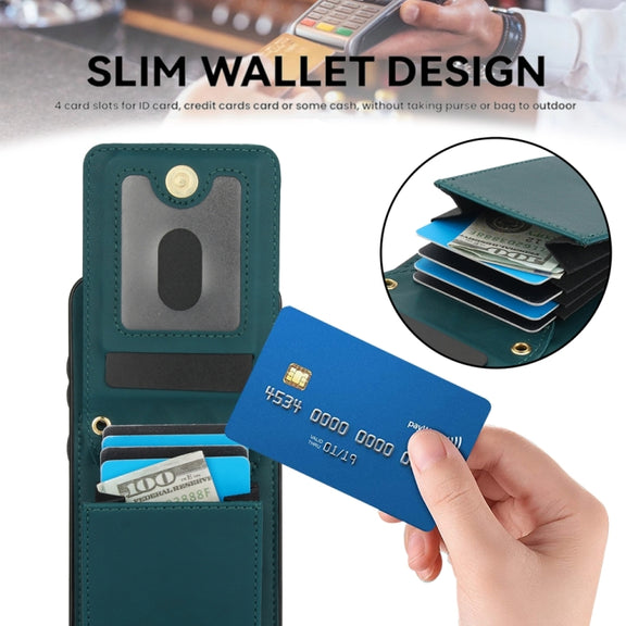 For Samsung Galaxy S24 5G YM015 Crossbody Rhombic Card Bag RFID Phone Case(Green)