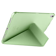 For iPad Pro 13 2024 Multi-folding TPU Leather Smart Tablet Case with Pen Slot(Matcha Green)