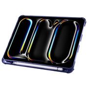 For iPad Pro 13 2024 Multi-folding TPU Leather Smart Tablet Case with Pen Slot(Dark Blue)