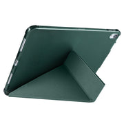 For iPad Pro 13 2024 Multi-folding TPU Leather Smart Tablet Case with Pen Slot(Pine Green)
