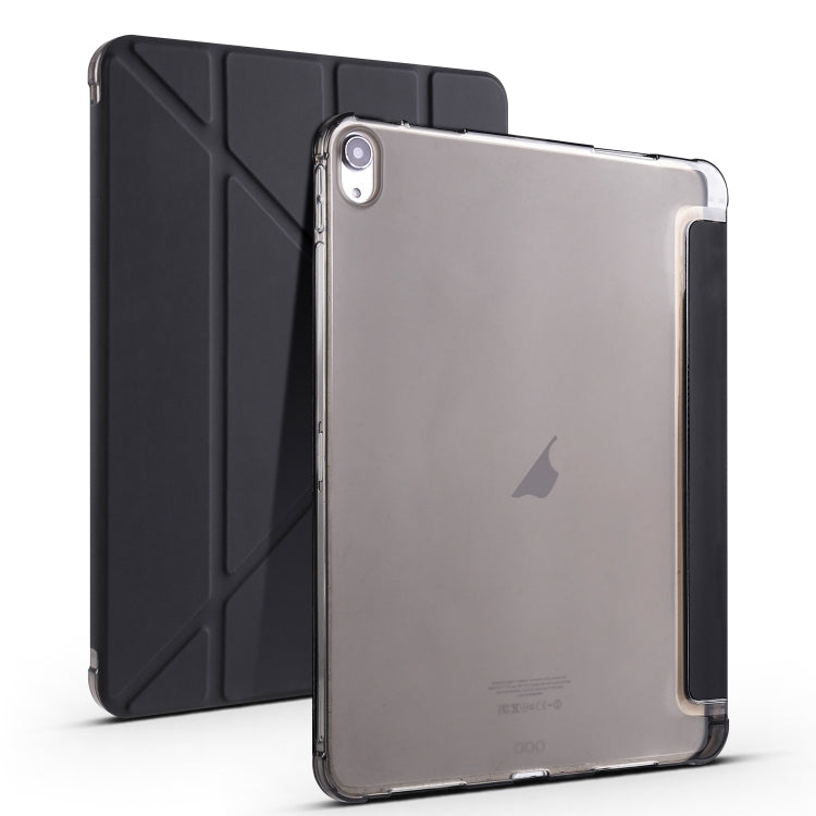 For iPad Air 11 2025 / 2024 Multi-folding TPU Leather Smart Tablet Case with Pen Slot(Black)